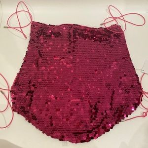 Hot Pink Sequin Tie Up Tank Top